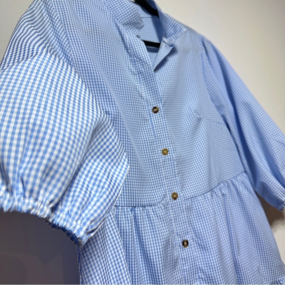 Cottagecore Blue Gingham Tiered Shirt Dress Mini S Cottagecore - Picture 5 of 7